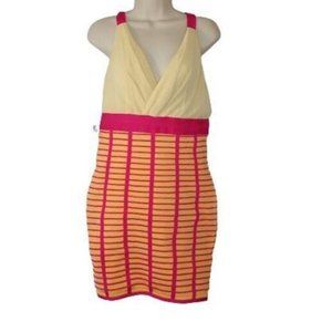 Babe Society Womens Bodycon Dress Peach Cream Chiffon Mini Knit